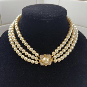 3 Strand Glass Pearls with Gorgeous Clasp